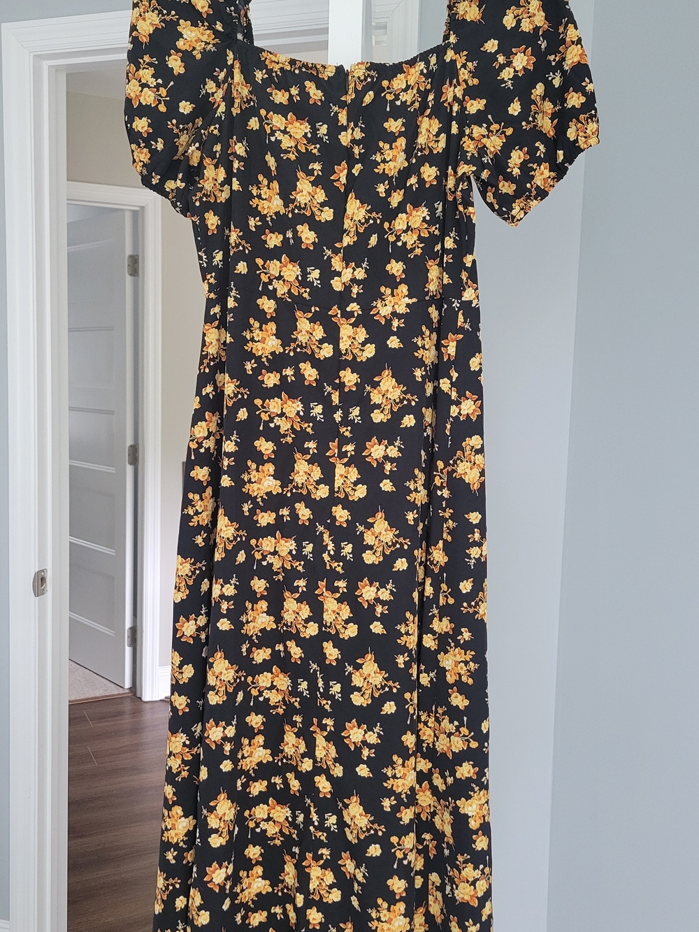 SHEIN Black Maxi Dress with Yellow Floral Print